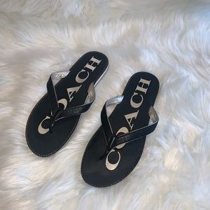 Coach - Dixie Black Leather Flip Flops, Sz 9.5